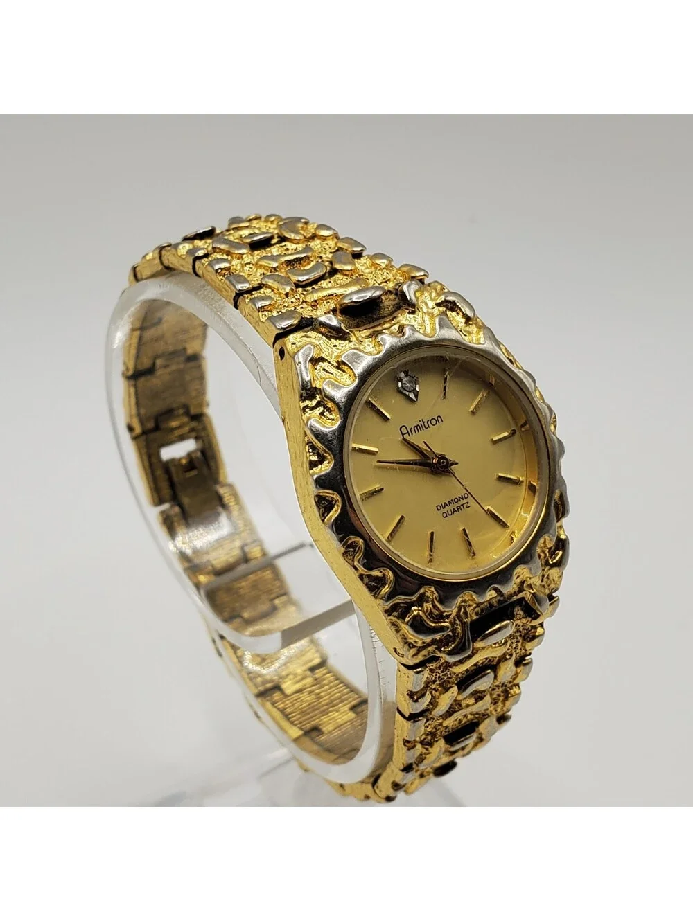 Armitron Gold Nugget Style Watch Women 24mm New Battery